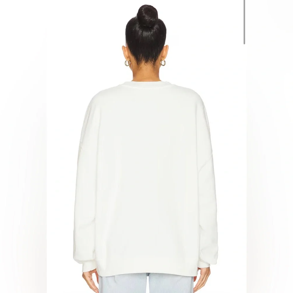 NWT anine bing Miles Sweatshirt Framed Monogram in Off White size small - Picture 4 of 6